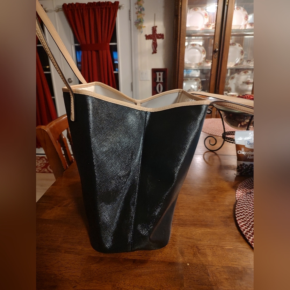 Coach Black City Tote with Tan Trim and Handles - Picture 11 of 12
